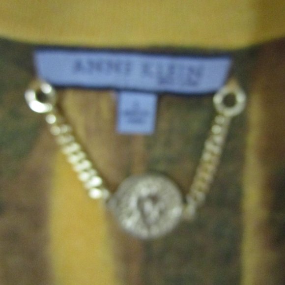 SILK CASHMERE Cardigan Sweater Knit Abstract Brown Gold Logo Button - Picture 4 of 10